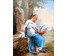 Фарфоровый пласт "Девушка и голуби". Eugene Mathieu. (1812-) Франция. (артикул №256) - фото №2