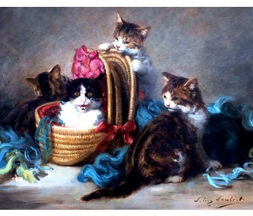 Картина "Веселые котята". Луи Эжен Ламберт (1825 -1900 ). (артикул №262) - фото №2