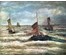 H.W.Mesdag (1831-1915) "Корабли в бушующем море", Голландия. Дерево,масло.Размер 49,5х60 см. (артикул №271) - фото №2