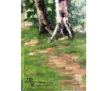 Пара картин "лето и зима". Jozef Heymans (1868-1933). Бельгия. (артикул №324) - фото №4
