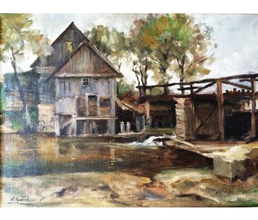 Картина"Подворье". Корженевский А.С. 1987г. №393