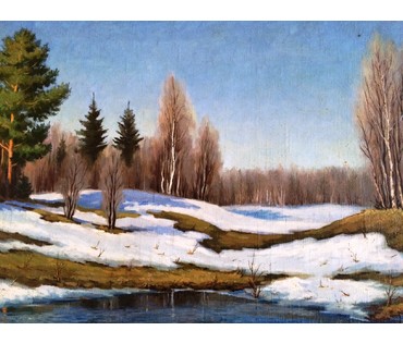Майоров Б.И "Весна", 1955г. Холст, масло. Размер 68х100 см. с рамой. (артикул №394) - фото №2