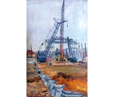 Плужник М.А. "На стройке". Гродно, 1962 год №396