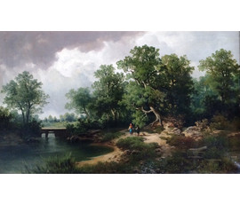 Картина "Прогулка". Антон Пик (1840-1905). Австрия №289