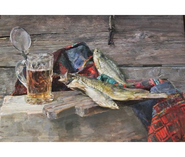 Картина "Натюрморт с бокалом пива". Ходорович В. 2014 г. НЕТ В НАЛИЧИИ (артикул №647) - фото №4