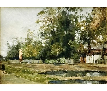 Булычев Ю.А. “Минск.Комаровка”, картон, масло. Размер 36х49 см. (артикул №756) - фото №2