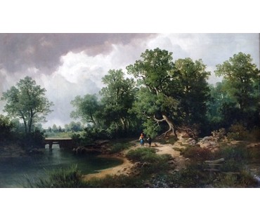 Картина "Прогулка". Антон Пик (1840-1905). Австрия №289